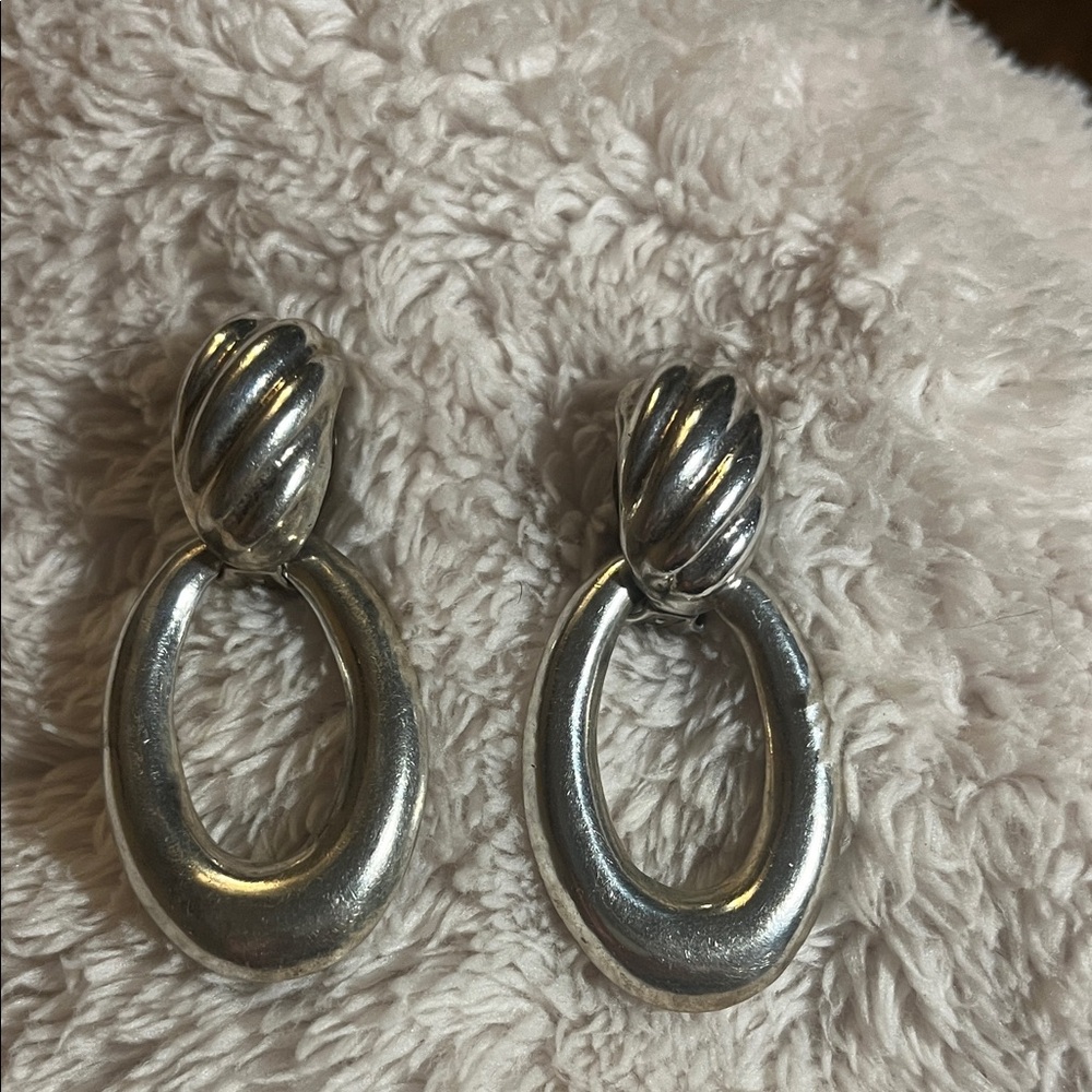 Elegant Vintage Sterling  Silver Door knocker Earrings